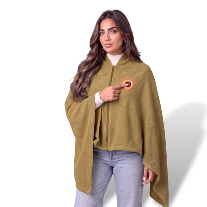 Poncho calefactable con manos libres