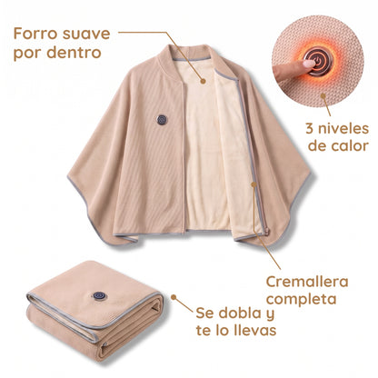 Poncho calefactable con manos libres