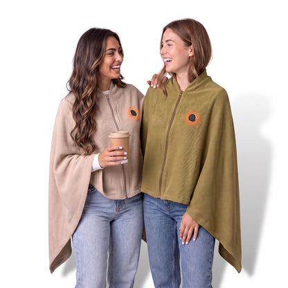 Poncho calefactable con manos libres